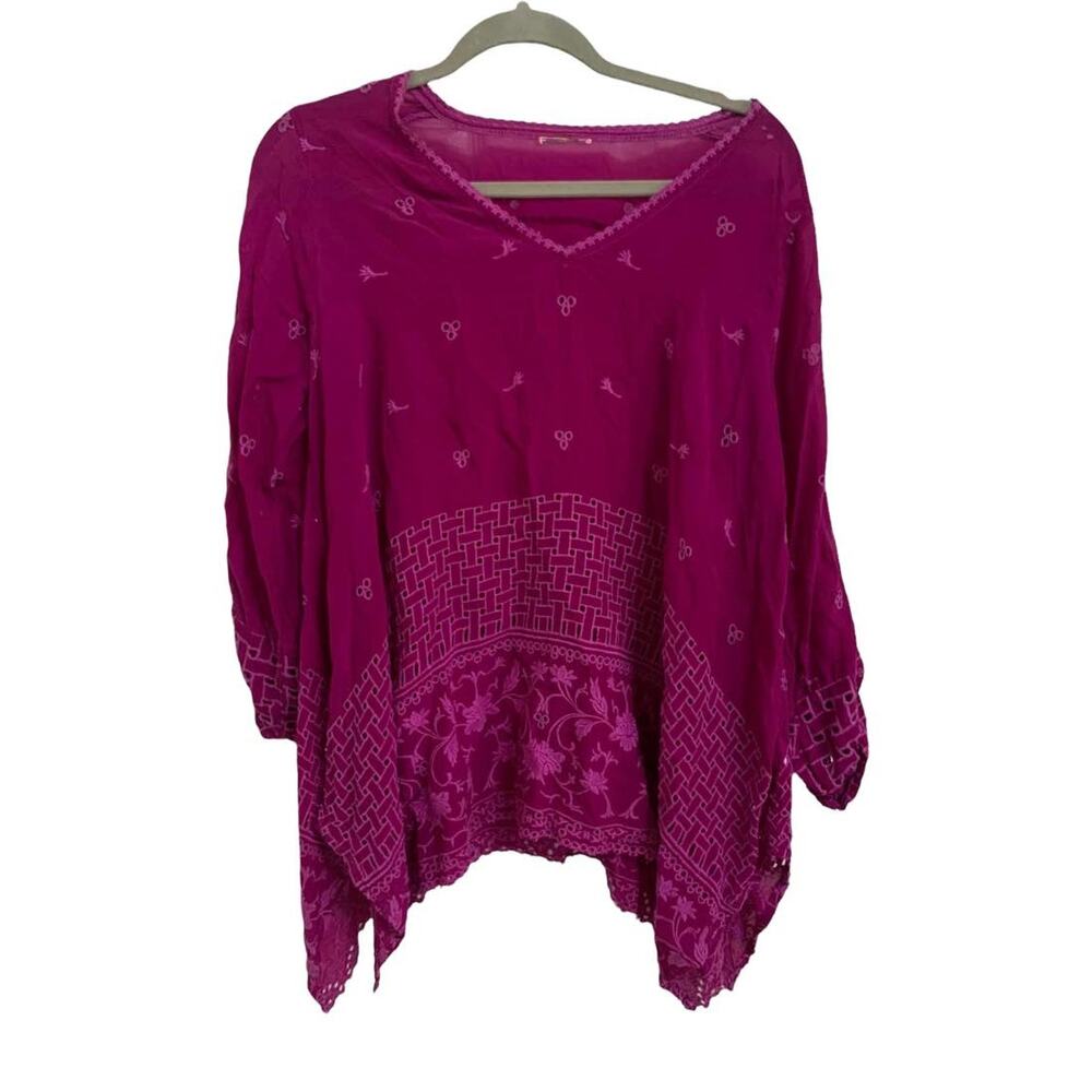 Johnny‎ Was Violet Embroidered Asymmetrical Blouse Tunic Size Small